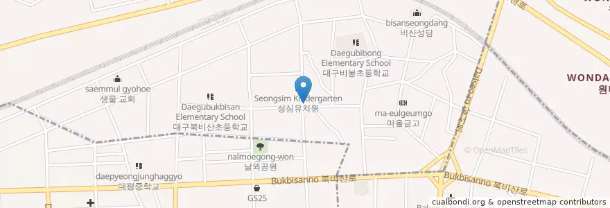 Mapa de ubicacion de 페리카나 en 大韓民国, 大邱, 西区, 비산동.