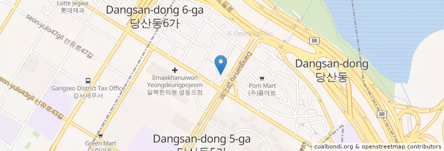 Mapa de ubicacion de 스타벅스 en كوريا الجنوبية, سول, 영등포구, 당산2동.