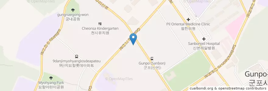 Mapa de ubicacion de Shinhan ATM en Corea Del Sud, Gyeonggi, 군포시, 광정동.