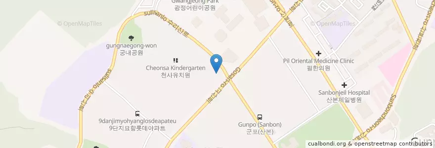 Mapa de ubicacion de Lunar Internet Cafe en كوريا الجنوبية, 경기도, 군포시, 광정동.
