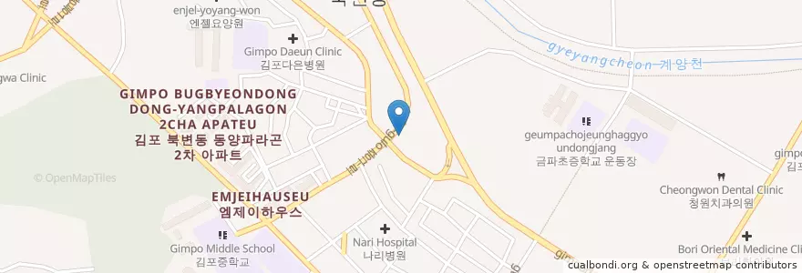 Mapa de ubicacion de 김포제2공영주차장 en Zuid-Korea, Gyeonggi-Do, 김포시.