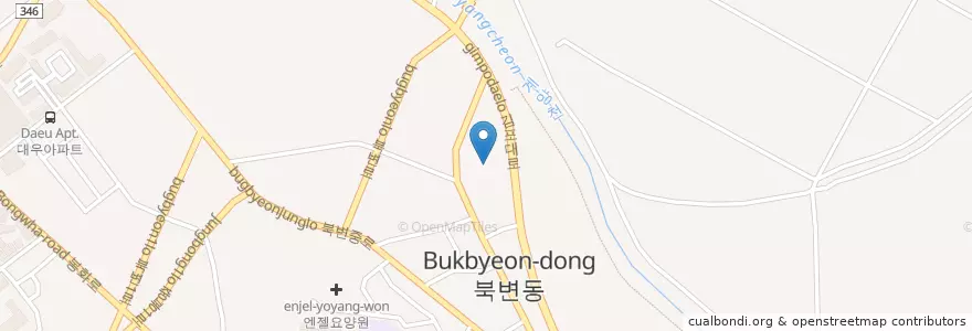 Mapa de ubicacion de 김포북변공영주차장 en Güney Kore, 경기도, 김포시.