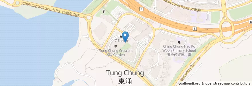 Mapa de ubicacion de 一粥麵 en چین, هنگ‌کنگ, گوانگ‌دونگ, 新界 New Territories, 離島區 Islands District.