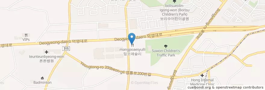 Mapa de ubicacion de 망포애슐리 en Zuid-Korea, Gyeonggi-Do, 수원시, 영통구.