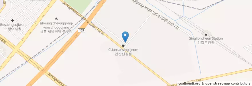 Mapa de ubicacion de 누나네춘천닭갈비 en Coreia Do Sul, Gyeonggi, 안산시, 단원구.