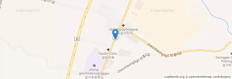 Mapa de ubicacion de 페리카나 en كوريا الجنوبية, 충청남도, 천안시, 서북구, 성거읍.