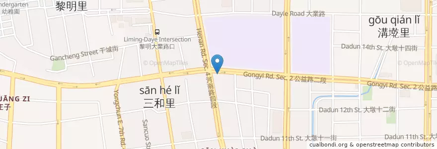 Mapa de ubicacion de 傑瑞408美語 en تایوان, تایچونگ, 南屯區.