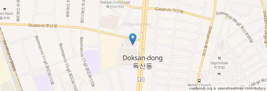 Mapa de ubicacion de 롯데시네마 독산 en Coreia Do Sul, Seul, 금천구, 독산1동.