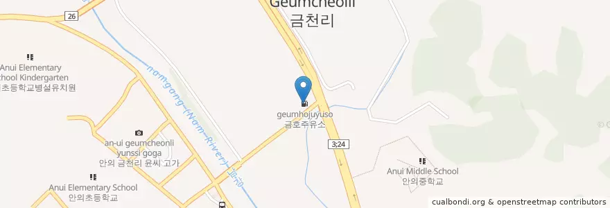 Mapa de ubicacion de 금호주유소 en South Korea, Gyeongsangnam-Do, Hamyang-Gun.