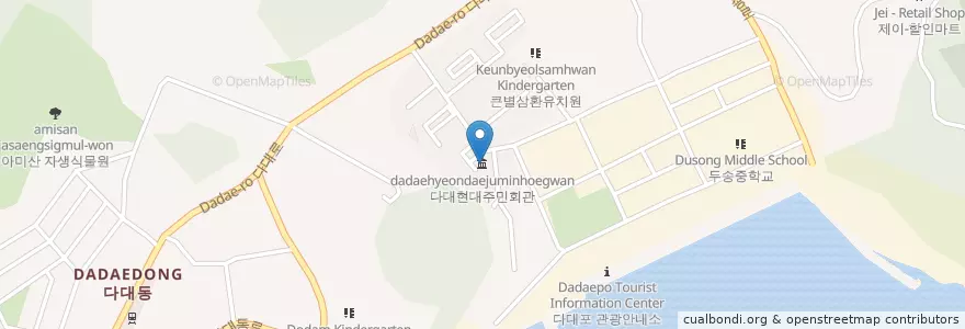 Mapa de ubicacion de 다대현대주민회관 en 大韓民国, 釜山, 沙下区, 多大洞.