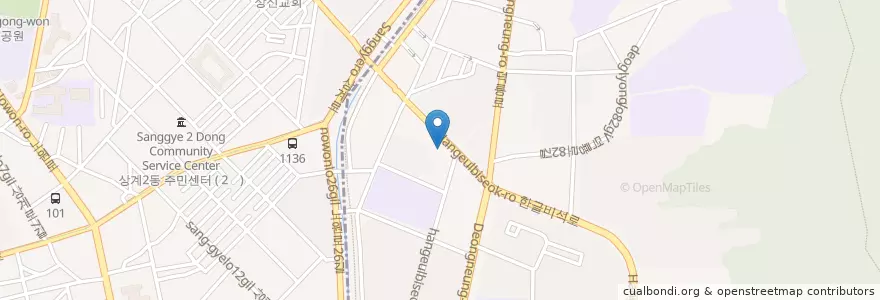 Mapa de ubicacion de 롯데리아 상계점 en Zuid-Korea, Seoel, 노원구, 중계4동.