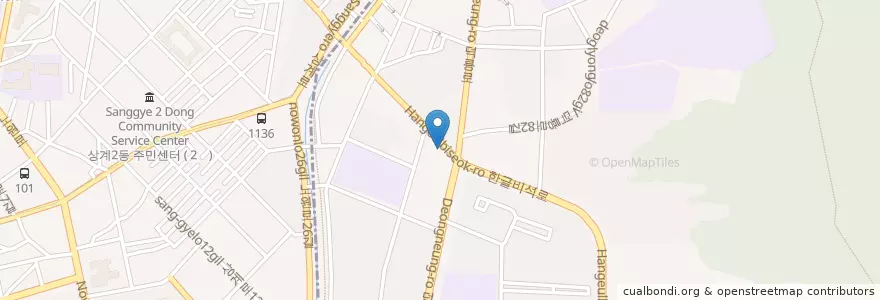 Mapa de ubicacion de 파리바게뜨 상계랜드마크점 en 대한민국, 서울, 노원구, 중계4동.