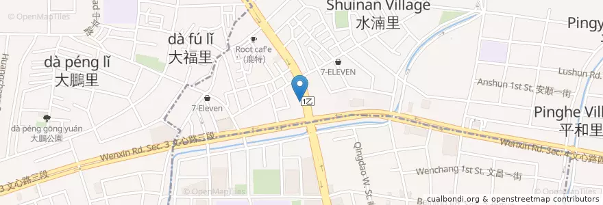 Mapa de ubicacion de 合作金庫商業銀行 en تایوان, تایچونگ, 北屯區.