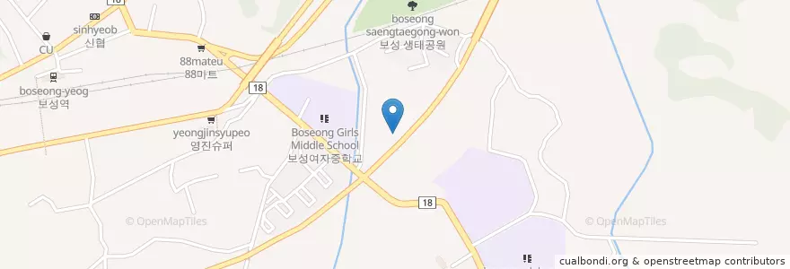 Mapa de ubicacion de 보성녹차 떡갈비 en 대한민국, 전라남도, 보성군.