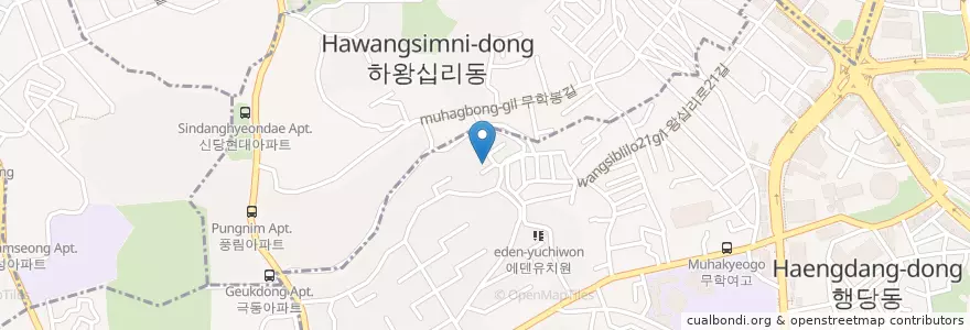 Mapa de ubicacion de 주차장 en Республика Корея, Сеул, 성동구, 왕십리2동.