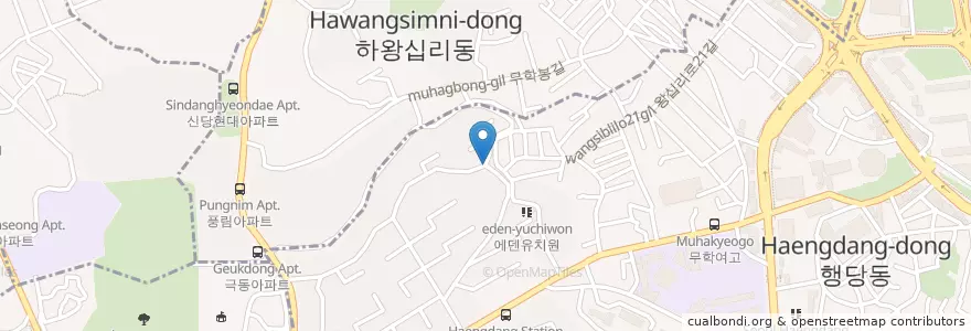 Mapa de ubicacion de 전화부스 en Corée Du Sud, Séoul, 성동구, 행당2동.
