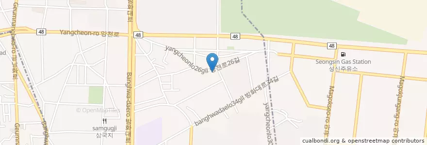 Mapa de ubicacion de 성지교회 en Coreia Do Sul, Seul, 강서구, 방화1동.