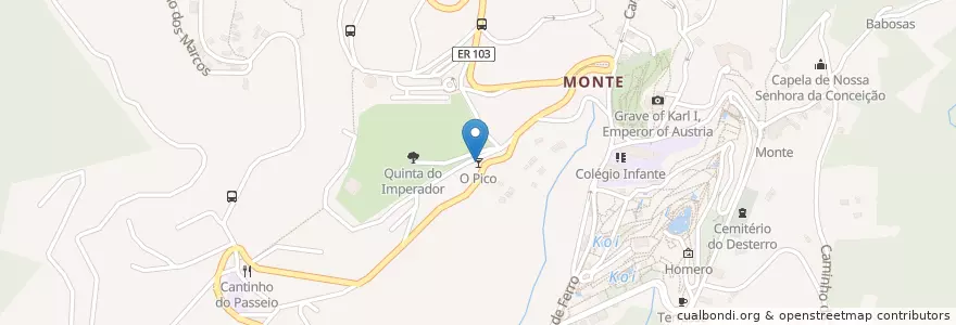 Mapa de ubicacion de O Pico en Portugal, Monte.