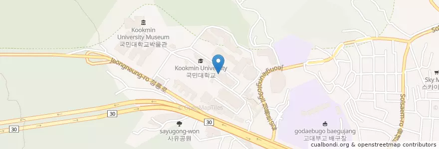 Mapa de ubicacion de 콘서트홀 en 대한민국, 서울, 성북구, 정릉3동.