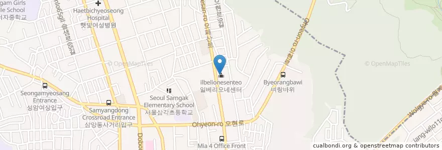 Mapa de ubicacion de 일베리오네센터 en 대한민국, 서울, 강북구, 송중동.