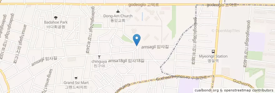 Mapa de ubicacion de 놀이터 en Zuid-Korea, Seoel, 강동구, 암사동, 암사1동.