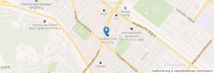 Mapa de ubicacion de 이학면옥 en Corea Del Sud, 인천, 연수구.