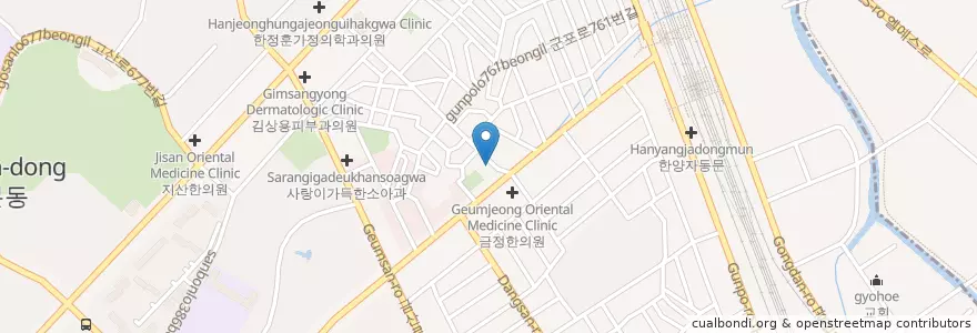 Mapa de ubicacion de 구름상상 en 대한민국, 경기도, 군포시, 산본1동.