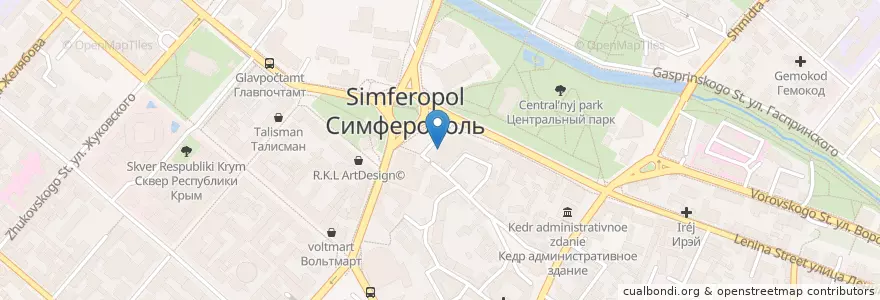 Mapa de ubicacion de Лица lounge-bar en Russia, South Federal District, Autonomous Republic Of Crimea, Republic Of Crimea, Simferopol District, Simferopol Municipality Council, Simferopol (Urban Okrug).