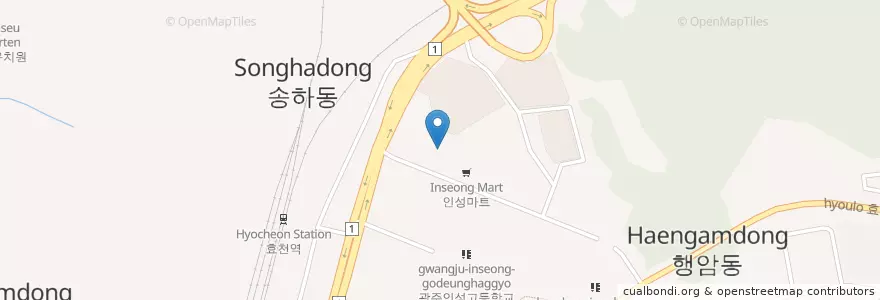 Mapa de ubicacion de 대한적십자사 광주전남혈액원 en 대한민국, 전라남도, 광주, 남구.