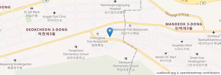 Mapa de ubicacion de 화엄사 en كوريا الجنوبية, بسان, 북구, 덕천동.