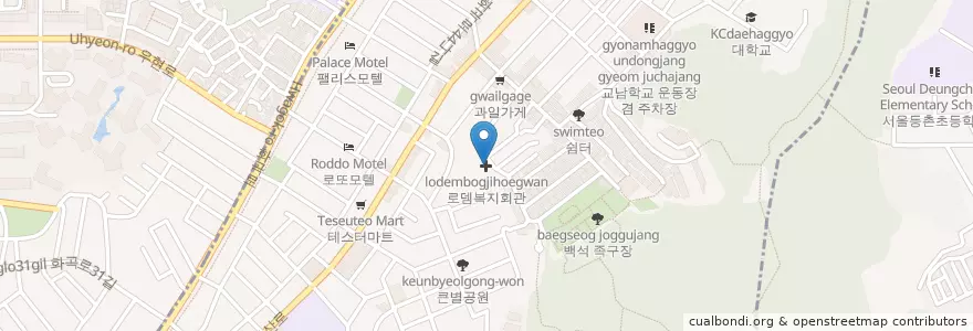 Mapa de ubicacion de 로뎀복지회관 en Corea Del Sud, Seul, 강서구, 화곡본동.