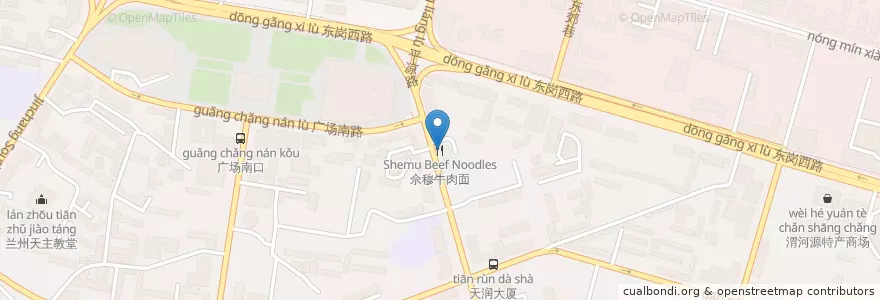 Mapa de ubicacion de 佘穆牛肉面 en 중국, 간쑤성, 兰州市 (Lanzhou), 城关区, 皋兰路街道.