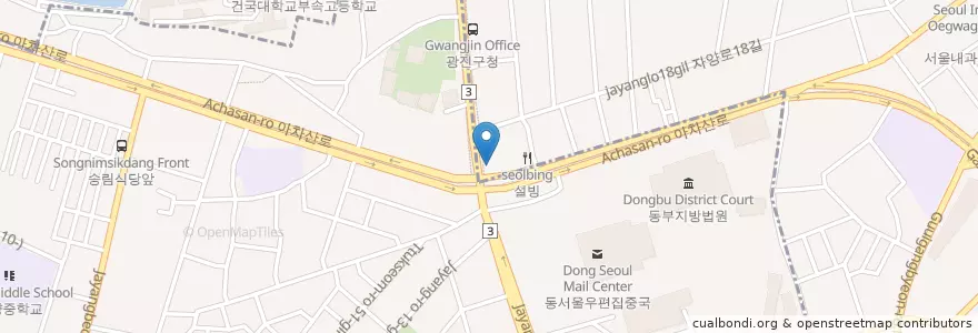 Mapa de ubicacion de 카페베네 en Corée Du Sud, Séoul, 광진구, 구의1동.
