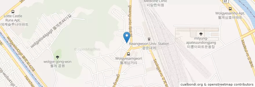 Mapa de ubicacion de 광운야식본점 en Corea Del Sud, Seul, 노원구, 월계1동.
