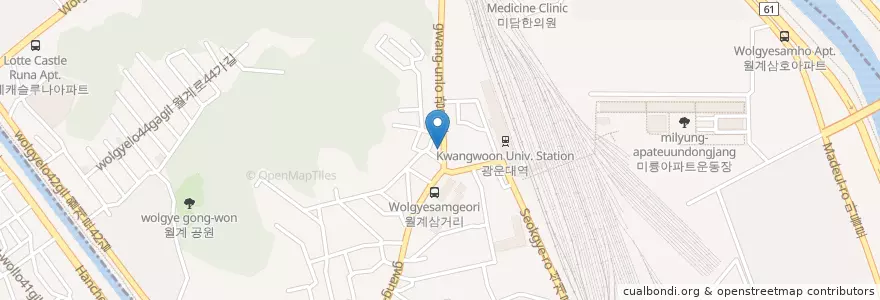 Mapa de ubicacion de 돈장군 en Güney Kore, Seul, 노원구, 월계1동.