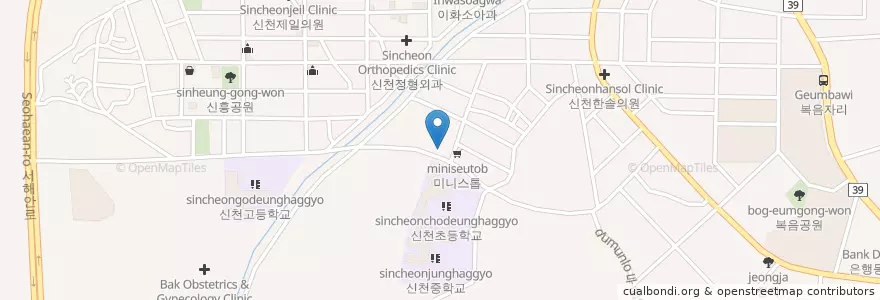 Mapa de ubicacion de 주차장 en 韩国/南韓, 京畿道, 始兴市.