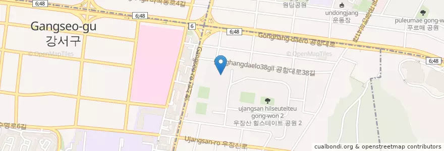 Mapa de ubicacion de 지하주차장 입출구 en Güney Kore, Seul, 강서구, 우장산동.