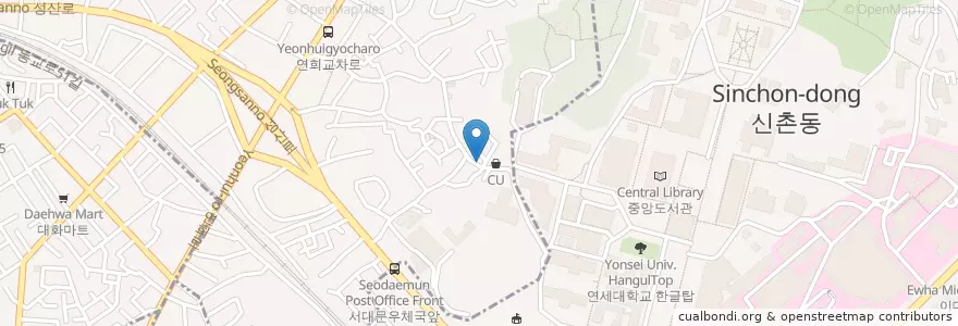 Mapa de ubicacion de Gal-bee-zzim en Corea Del Sur, Seúl, 마포구, 신촌동.