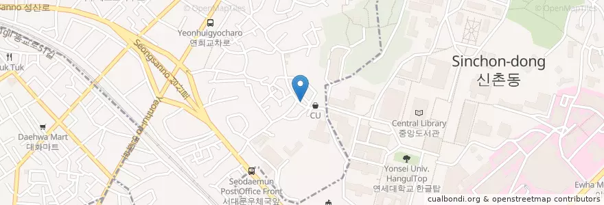 Mapa de ubicacion de Hand-made-Hamburger en Güney Kore, Seul, 마포구, 신촌동.