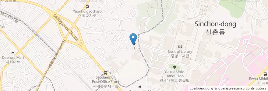 Mapa de ubicacion de Ediya coffee en Zuid-Korea, Seoel, 마포구, 신촌동.