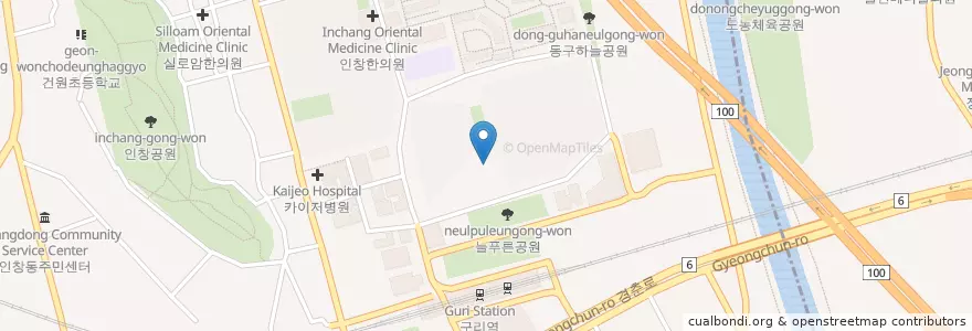 Mapa de ubicacion de 노인회관 en 韩国/南韓, 京畿道, 九里市.