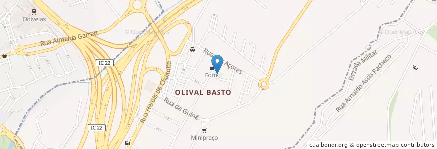 Mapa de ubicacion de Igreja de Olival Basto en 포르투갈, Área Metropolitana De Lisboa, Lisboa, Grande Lisboa, Odivelas, Póvoa De Santo Adrião E Olival Basto.