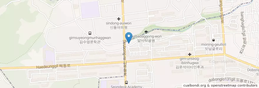 Mapa de ubicacion de 비어캐빈 en 대한민국, 서울, 도봉구, 방학3동, 쌍문4동.