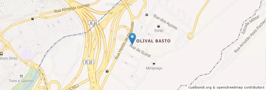 Mapa de ubicacion de Estrela do Olival en Portogallo, Área Metropolitana De Lisboa, Lisbona, Grande Lisboa, Odivelas, Póvoa De Santo Adrião E Olival Basto.
