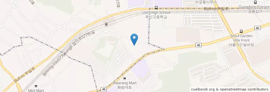 Mapa de ubicacion de 대신교회 en Coreia Do Sul, Seul, 구로구, 오류2동.