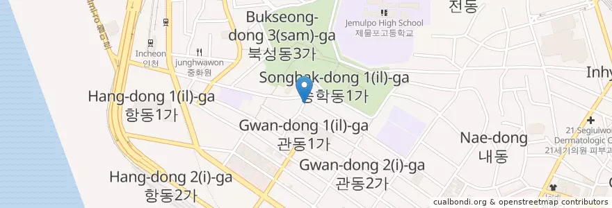 Mapa de ubicacion de 담쟁이넝쿨 en Zuid-Korea, 인천.