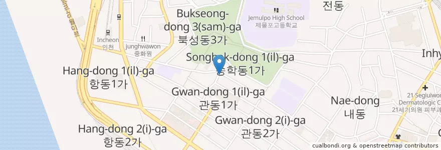Mapa de ubicacion de 담쟁이 넝쿨 카페 en Zuid-Korea, 인천.