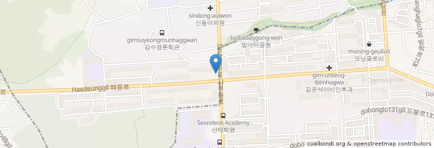 Mapa de ubicacion de 꿈밭유치원 en 대한민국, 서울, 도봉구, 방학3동, 쌍문4동.