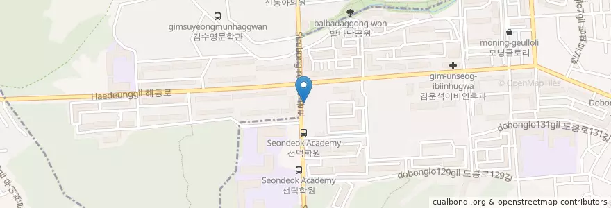 Mapa de ubicacion de 이디야커피 en 大韓民国, ソウル, 道峰区, 방학3동, 쌍문4동.