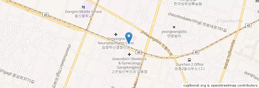 Mapa de ubicacion de 수협은행 en South Korea, Seoul, Gangdong-Gu.